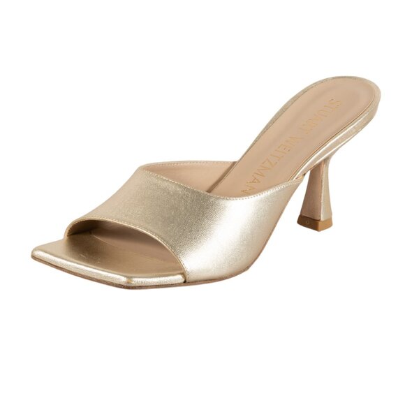 Stuart Weitzman Women's Tia 75 Sandal Platino Color Gold Size 6 B - Picture 7 of 13